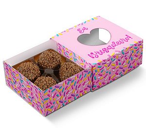 PD121I - 25 unidades - Embalagem para 4 brigadeiros - Eu amo brigadeiro