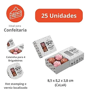 PD121L - 25 unidades - Embalagem para 4 brigadeiros com berço - Aproveite este doce momento