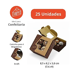 PD121K - 25 unidades - Embalagem para 4 brigadeiros com berço - Um sorriso para cada pedaço