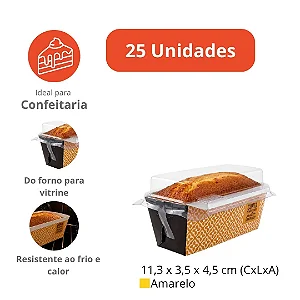 PD12 - 25 un – Forma Forneável para Mini Bolo Inglês 80g com Tampa Transparente