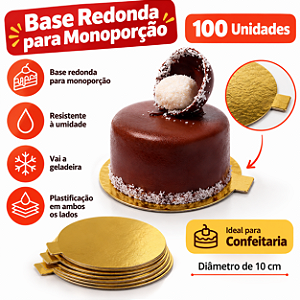 PD102 - 100 un – Base Disco Redondo para Doces Finos e Monoporções Plastificado em Papel Cartão