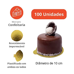 PD102 - 100 unid - Bases Douradas para monoporção 10 cm