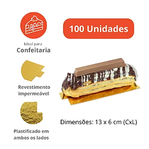 PD103 -100 unid - Base retangular dourado para doce monoporção Dourada