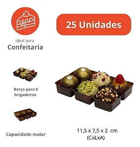 BP03 - 25 unid - Berço plástico para docinhos de 6 unidades - Compatível com a PD122