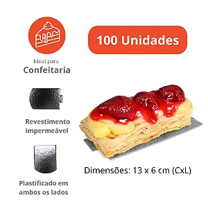 PD103 -100 unid - Base retangular prata para doce monoporção