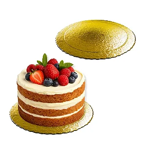 D335 -Prato Dourado Cake Board Slim 33,5cm – 10 Unidades | Capacidade 3kg