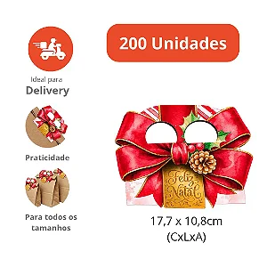 ASC01 - 200 un – Alça para Sacola Delivery de Natal Coleção Surpresa de Natal – Lacre e Alça Temática com QR Code