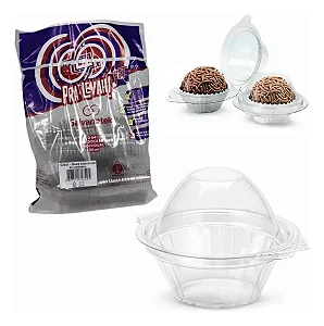 G641 –30 unid - Embalagem Blister Individual para Doces Galvanotek Pote Transparente com Tampa Articulada para Brigadeiros e Trufas Gourmet