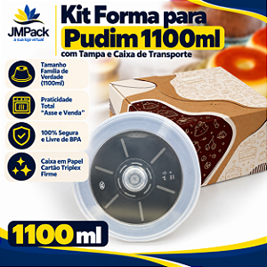 25 kits – Forma para Pudim 1100ml Forneável com Tampa Wer + Caixa de Transporte – Tamanho Família Grande