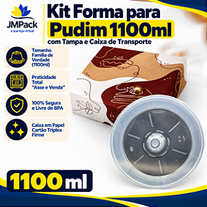 25 kits – Forma para Pudim 1100ml Forneável com Tampa Wer + Caixa de Transporte – Tamanho Família Grande