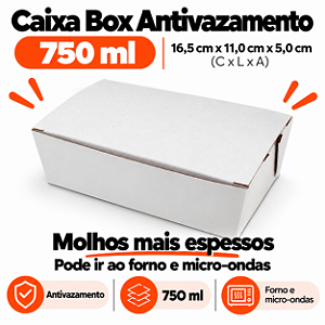 BA1-SB - 100 un – Embalagem Antivazamento Kraft 750ml Forneável com Tampa Integrada para Delivery