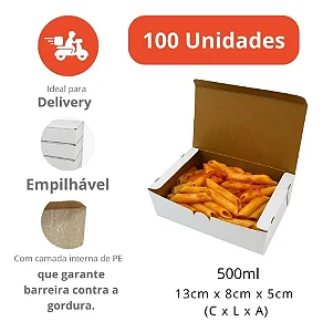 BA3-SB - 100 unid - Caixa Box antivazamento para comidas diversas pequena (500 ml )
