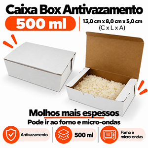 BA3-SB - 100 unid - Caixa Box antivazamento para comidas diversas pequena (500 ml )