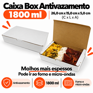 BA4-SB - 100 un – Embalagem Kraft Antivazamento 1800ml Grande Forneável com Tampa Integrada