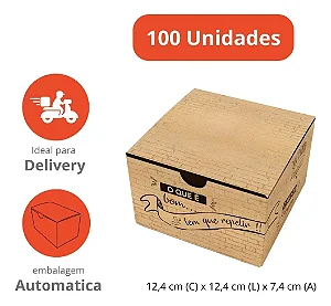 H6C - Caixa para Lanche com Fundo Automático 100 Unidades Ideal para Delivery e Porções