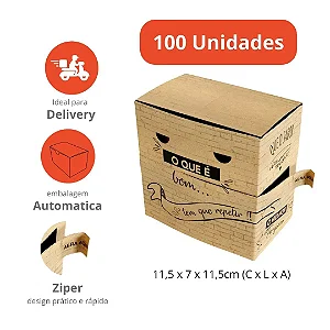 H7C - Caixa para Lanche e Porções com Zíper 100 Unidades Ideal para Delivery