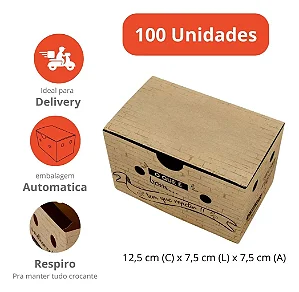 FV3C - Caixa para Porções Delivery Kraft 130g 100 Unidades com Fundo Automático
