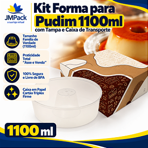 25 kits – Forma para Pudim 1100ml Modelo Retrô Forneável com Tampa Wer + Caixa de Transporte – Tamanho Família Grande