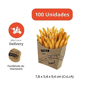 F2C - Embalagem para Batata Frita tipo Mc Donalds – 100 Unidades | Kraft Sustentável