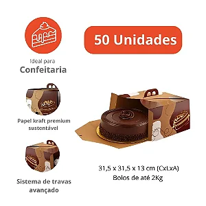 PD26K -50 unid - Embalagem para bolos em papel kraft de até 2,0 kg