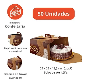 PD23KP - 50 unid - Embalagem para bolos em papel kraft de até 1,5 kg