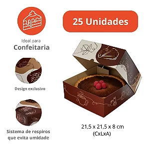 PD64kP - 25 unid - Caixa idelal para a forma de pudim de 1100 ml, tortas, bolos