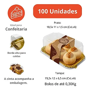 PDN-1 - Embalagem para bolos e tortas pratinho com tampa transparente - 100 unidades