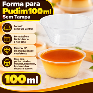 PW62 - 150 un – Forma para Mini Pudim 100ml Sem Furo e Sem Tampa Forneável Wer – Pacote Econômico