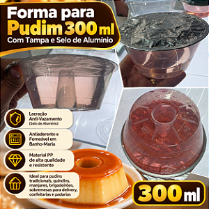 PW63TWH - 10 un – Forma para Pudim 300ml Forneável com Tampa Cristal e Selo de Alumínio Wer – Tamanho Individual Grande