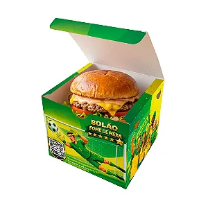 H10 - 100 unid - Embalagem para Hambúrguer Alta Delivery Copa do Mundo