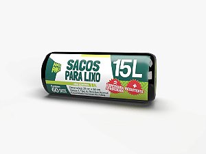 Saco para Lixo Preto 15 Litros 39x58cm com Fundo Estrela 60 Unidades