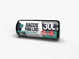 Saco para Lixo Preto 30 Litros 59x62cm com Fundo Estrela 30 Unidades