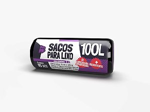 Saco para Lixo Preto 100 Litros 75x105cm com Fundo Estrela 15 Unidades