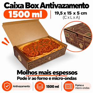 BA2 -100 unid - Caixa Box antivazamento para comidas diversas grande ( 1500 ml )