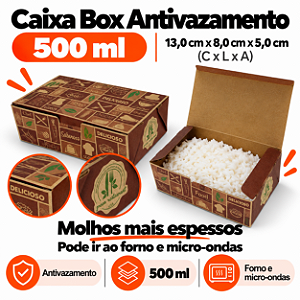 BA3 - 100 un – Embalagem Antivazamento Kraft 500ml Forneável com Tampa Integrada para Delivery