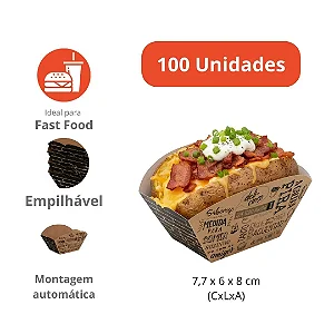 F5K - Embalagem Kraft para Porções e Lanches – 100 unidades