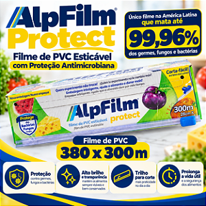1 un – Caixa com Trilho Filme de PVC Antibacteriano 380mm x 300m Alpfilm Protect