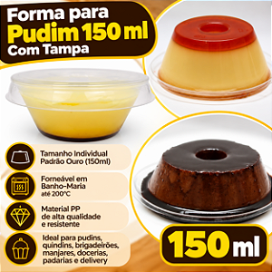 PW33TWH - 120 un – Forma para Pudim 150ml Forneável com Tampa Cristal Wer – Caixa Atacado