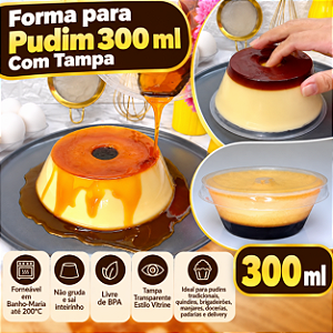 PW63TWH - 120 un – Forma para Pudim 300ml Forneável com Tampa Cristal Wer – Caixa Atacado