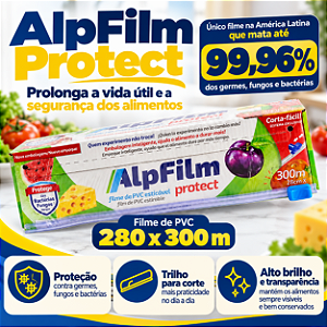 1 un – Caixa com Trilho Filme de PVC Antibacteriano 280mm x 300m Alpfilm Protect