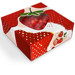 PD66 - 25 unid - Caixa para torta de morango com visor