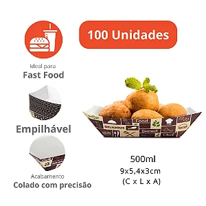 FT02 - 100 unid - Bandeja para comida com molho descartável 500 ml