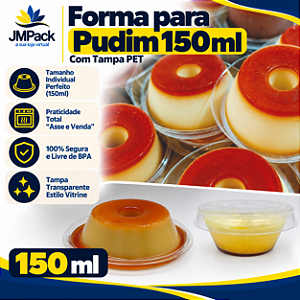 PW33-TWH-ECOMCERCE - 20 un – Forma para Pudim 150ml Forneável com Tampa Cristal Wer – Tamanho Individual