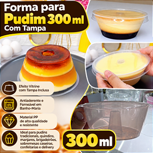 PW63TWH -10 un – Forma para Pudim 300ml Forneável com Tampa Cristal Wer – Tamanho Individual Grande (ou para Dividir)