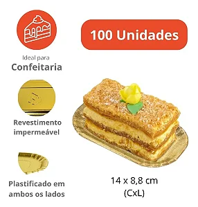 PD106 -100 unid - Pratinho retangular dourado para Eclair