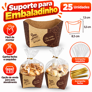 PD104 - 25 un – Suporte Display Kraft para Embaladinhos e Doces de Venda