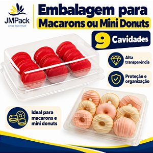 10 un – Embalagem para Macarons ou Mini Donuts com 9 Cavidades Wer