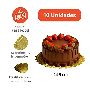 PD245CB 10 unid - Cakeboard dourado para bolos confeitados