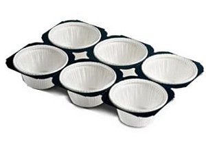 30 unid - Forma Bandeja para Cupcake Muffim 50g na cor branca descartável 6 cavidades