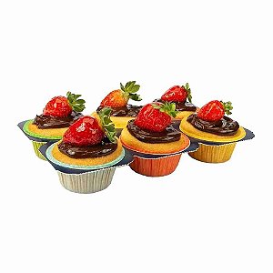 30 unid - Forma Bandeja para Cupcake Muffim 50g na colorida descartável 6 cavidades